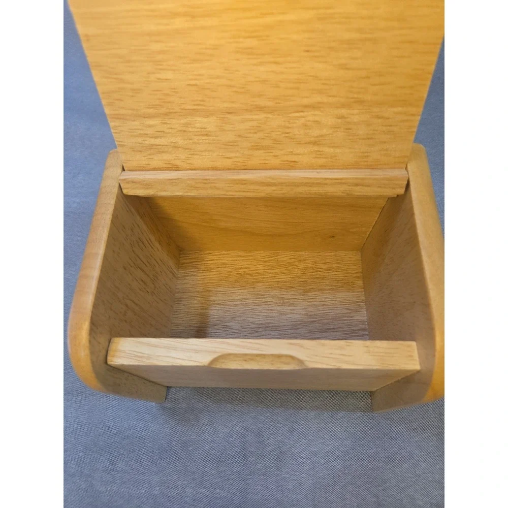 Vintage Wooden Recipe Box Light Wood Card Holder Kitchen Storage Organizer Retro